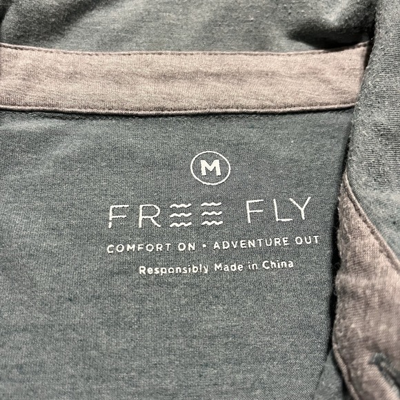 Free Fly Polo Shirt Adult Medium‎ Grey Blue Golf Casual Knit Performance Bamboo - Picture 2 of 6